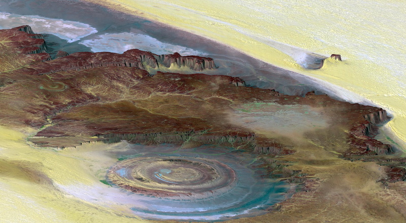 western, sahara, desert, eye, known, richat, structure, mauritania, formally, 1080P