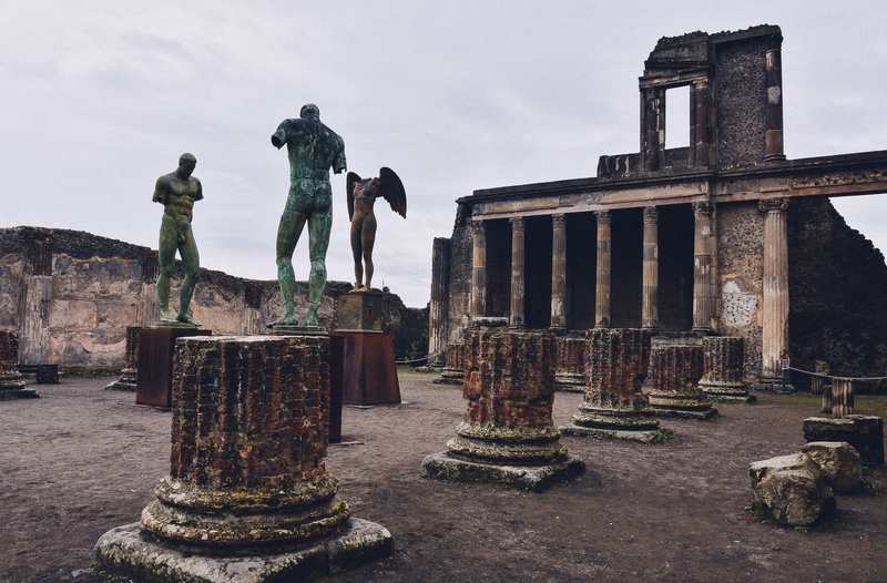 the past, sky, pompeii, representation, ruines, built structure, craft, architecture, sculpture, ruined, day, statues, religion, architectural column, 1080P