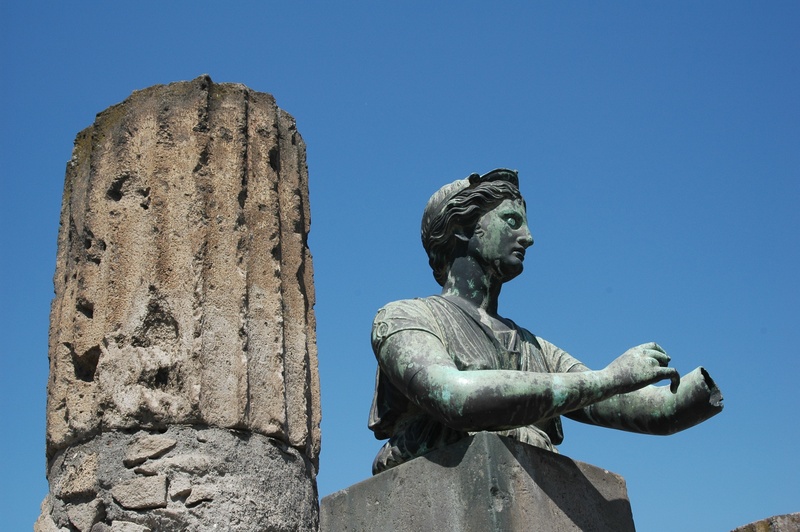 representation, italy, craft, male likeness, pompeii, human representation, statue, the past, no people, belief, 2K, blue, low angle view, travel, beside