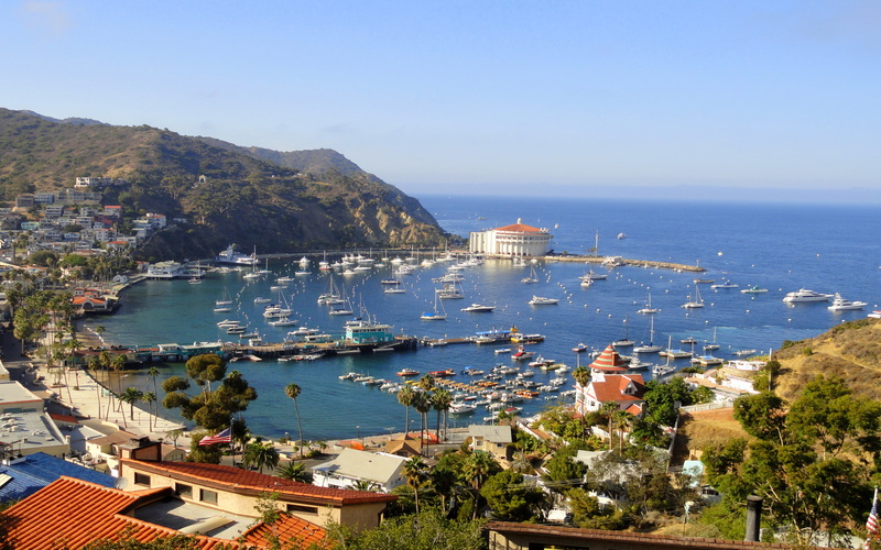 building, santa, mountain, building exterior, california, no people, nautical vessel, residential district, mode of transportation, architecture, catalina