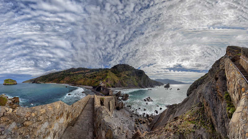 day, bay, coastline, basque, water, 4K, laptop, tablet, coast, municipality, tranquility, gaztelugatxe, phones, beauty in nature, spain, biscay