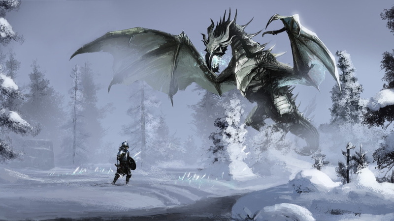black, front, dragon, 720P, knight, winter, wyvern, snow, fantasy, medieval, drawing, hd, green