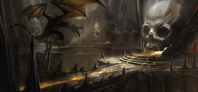 skull, place of worship, dragon, smoke - physical structure, light - Natural Phenomenon, old, production line, metal, dark, backgrounds, digital