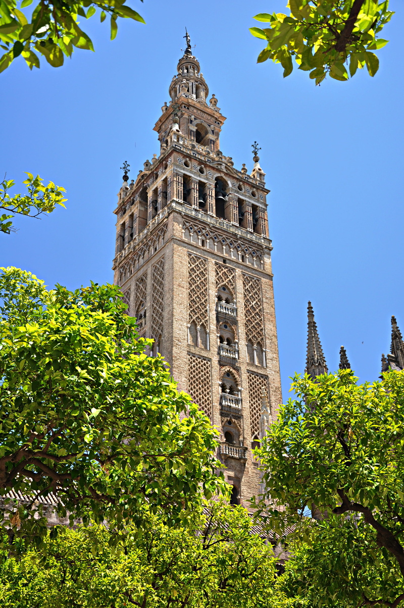 construction, architecture, Seville, no people, minaret, clear sky, nature, monuments, art, outdoors, low angle view, day, muslim art, artistic, spain