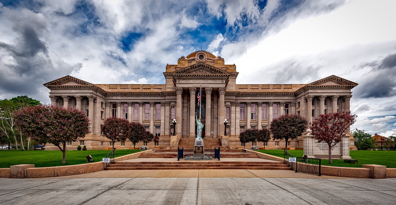 fountain, government, history, landmark, city, art, statue, nature, courthouse, sky, sculpture, architectural column, trees, column, built structure, ancient