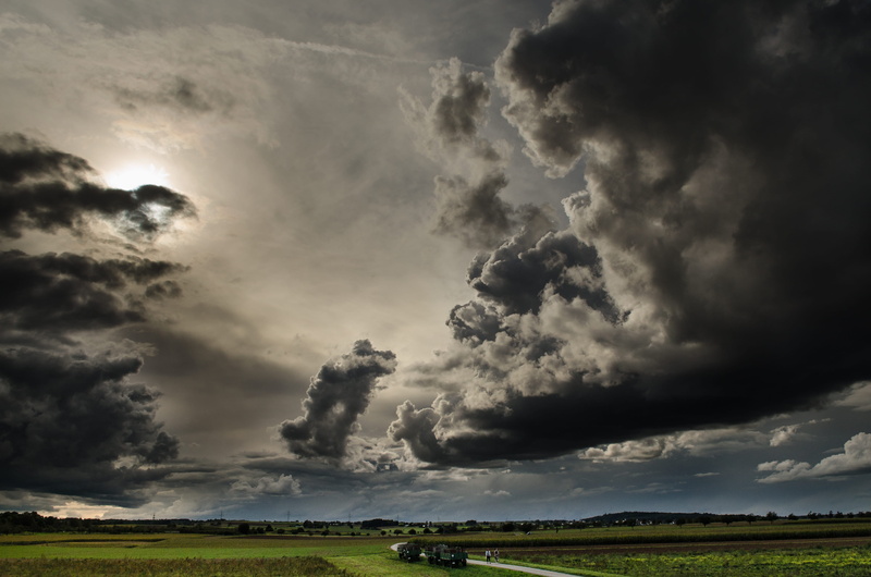 dark clouds, dark, clouds, sunset, land, storm cloud, dramatic sky, field, power in nature, environment, weather, scenic, ominous, storm, sun, scenics - nature