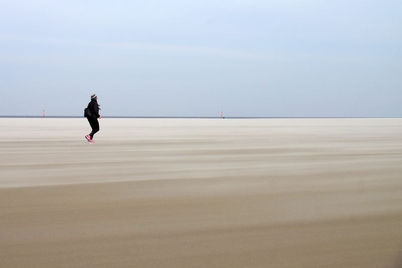Sandstorm, horizon, sea, nature, Beach, day, North Sea, outdoors, lifestyles, sand, clear sky, sport, full length, water, one person, side view, leisure activity