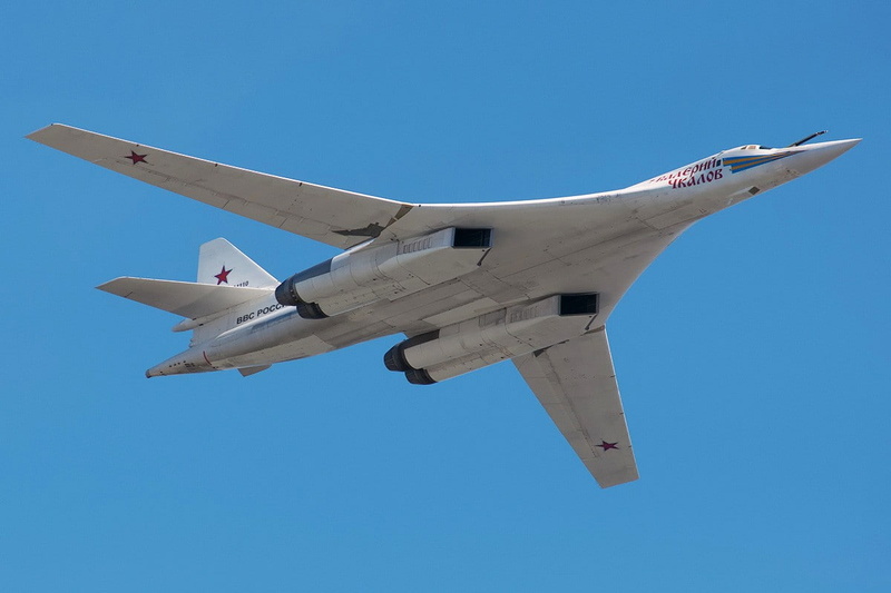 flying, Tupolev Tu-160, Russian Air Force, airplane, mid-air, 480P, clear sky, air vehicle, aerospace industry, sky, transportation, strategic bomber