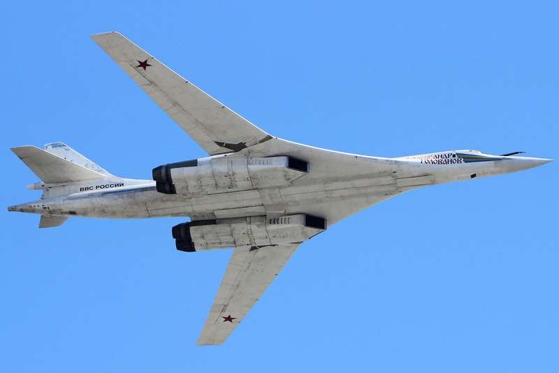 fighter plane, sky, outdoors, day, air force, strategic bomber, plane, travel, mode of transportation, Russian Air Force, copy space, Tupolev Tu-160, blue