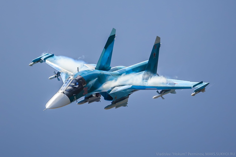 fighter plane, on the move, air force, military airplane, 1080P, military aircraft, Russian Army, transportation, sky, no people, Sukhoi Su-34, government