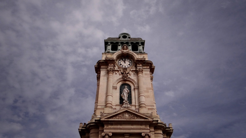 religion, spirituality, sky, day, clock, bell tower - tower, nature, building, no people, travel destinations, méxico, 4K, cloud - sky, belief, tower