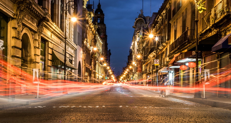 outdoors, architecture, lighting equipment, america, urban, historical, motion, dark, light, light trail, street light, long exposition, diminishing perspective