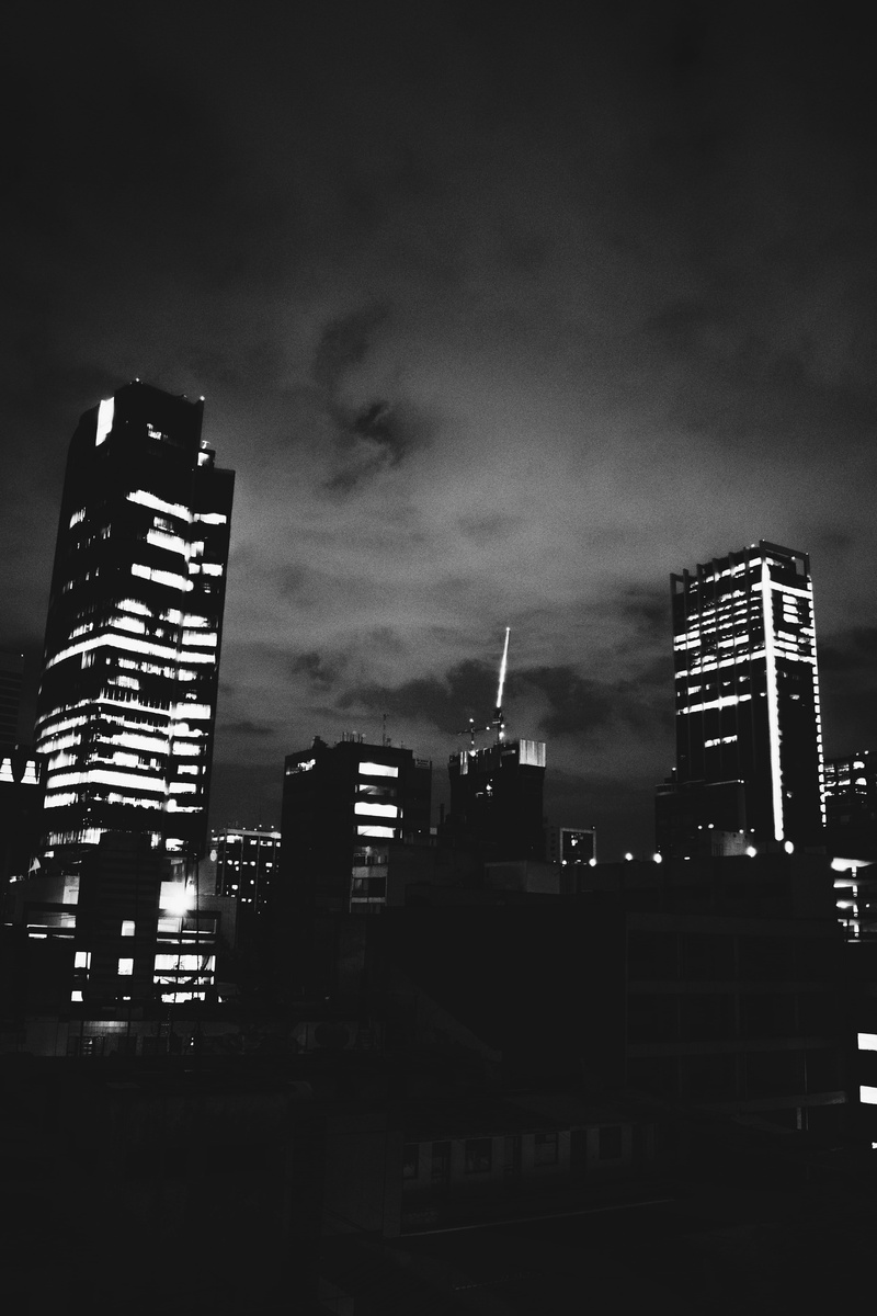building exterior, sky, dark, cdmx, buildings, office building exterior, city, low angle view, skyscraper, tall - high, modern, no people, landscape, illuminated