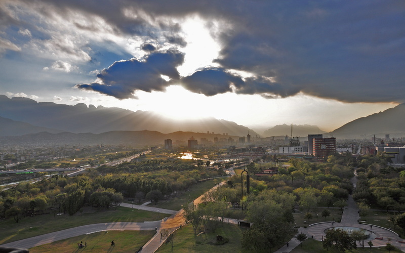 sunset, nature, cloud - sky, city, tree, plant, architecture, no people, parque fundidora, 4K, outdoors, beauty in nature, monterrey, mountain, scenics - nature