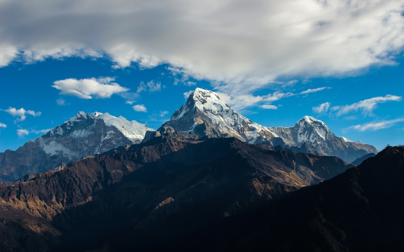 environment, outdoors, beauty in nature, non-urban scene, cold temperature, sky, travel, mountain peak, asia, tourism, no people, nepal, scenics - nature