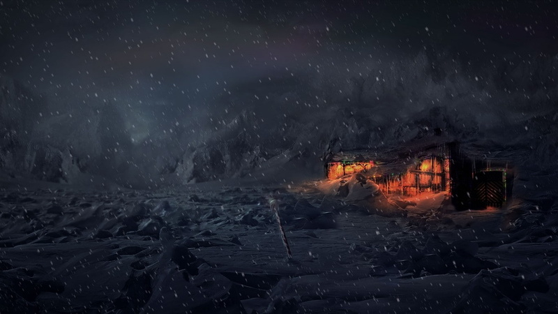lights, 720P, north pole, snow, fantasy art