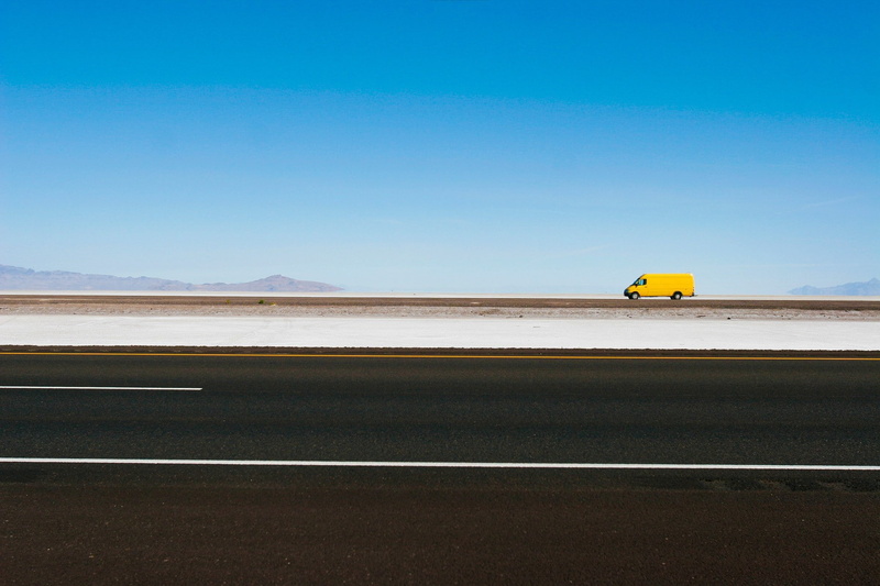road marking, hills, scenics - nature, sand, lines, salt flat, no people, yellow, on the move, car, land, sky, climate, outdoors, arid climate, clear sky
