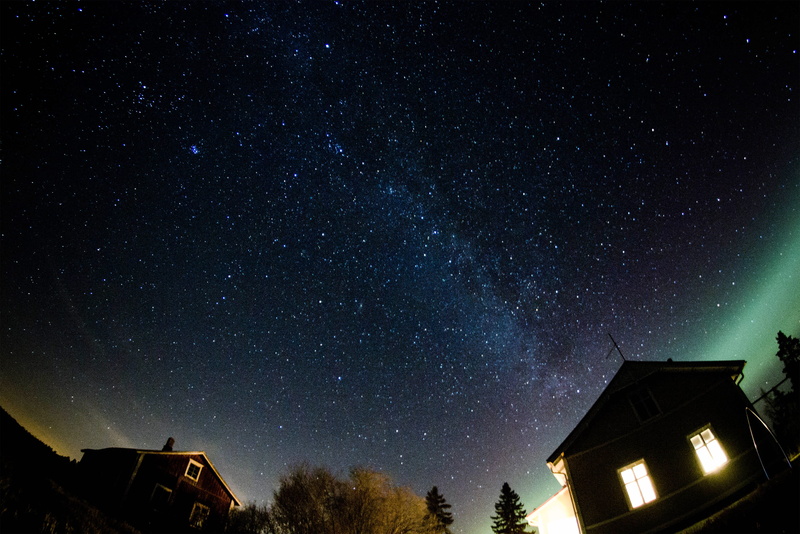 built structure, residential district, space, night, star sky, cottage, architecture, star - space, infinity, star field, nature, outdoors, space and astronomy
