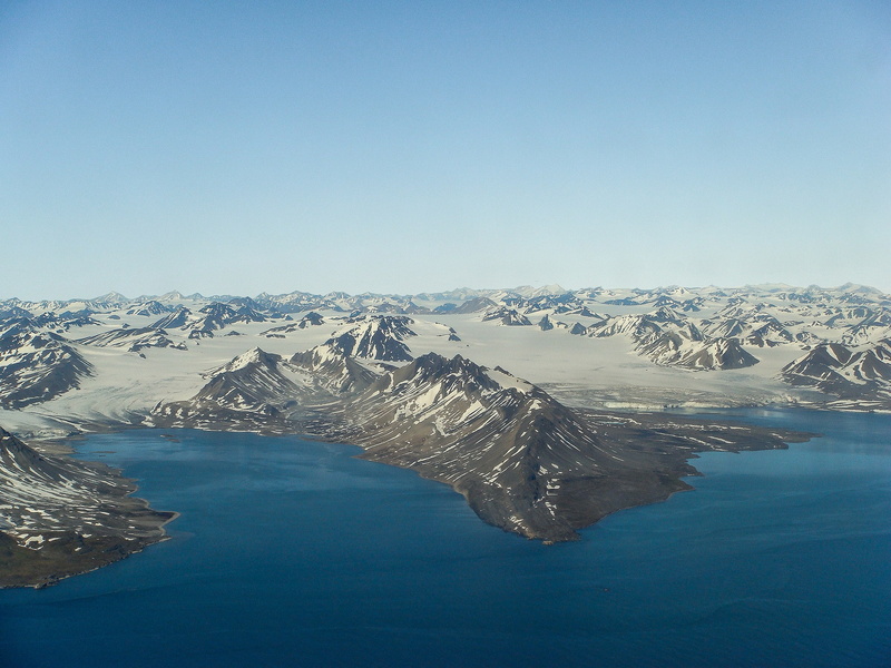 sea, Svalbard, shore, mountains, the sky, Norway, snow, 1080P, covered, mountain, horizon