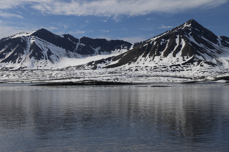 snowcapped mountain, nature, tranquil scene, ice, water, cold temperature, glacier, outdoors, sky, 5K, cloud - sky, arctic, spitsbergen, mountain range