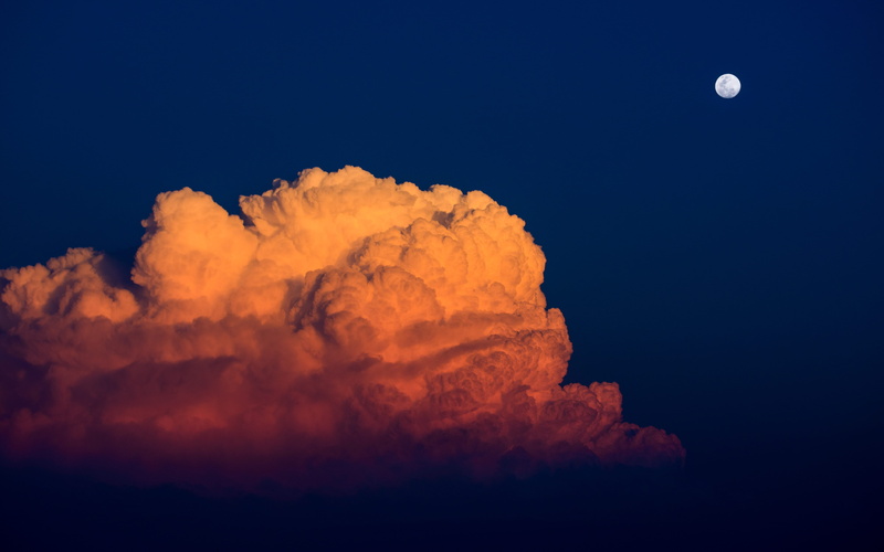 tranquil scene, environment, no people, fantasy, tranquility, night, outdoors, dusk, nature, scenics - nature, moon, 5K, motivate, blue, sunset, cloud - sky