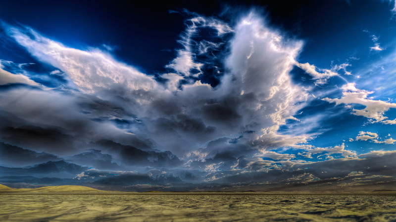 horizon, cloudscape, storm, wasteland, thunderstorm, nature, sand, environment, badlands, wispy, plain, dramatic sky, beauty in nature, render, awe, terragen