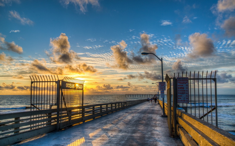 HDR, sea, street, bridge, bridge - man made structure, tranquil scene, water, scenics - nature, nature, architecture, no people, horizon, 2K, connection