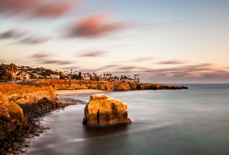 san, cliff, San Diego, 4K, landscape, rock - Object, brown, gray, coastline, near, diego, Sunset Cliffs, sky, seascape, CA, clouds, water, Canon EOS 6D
