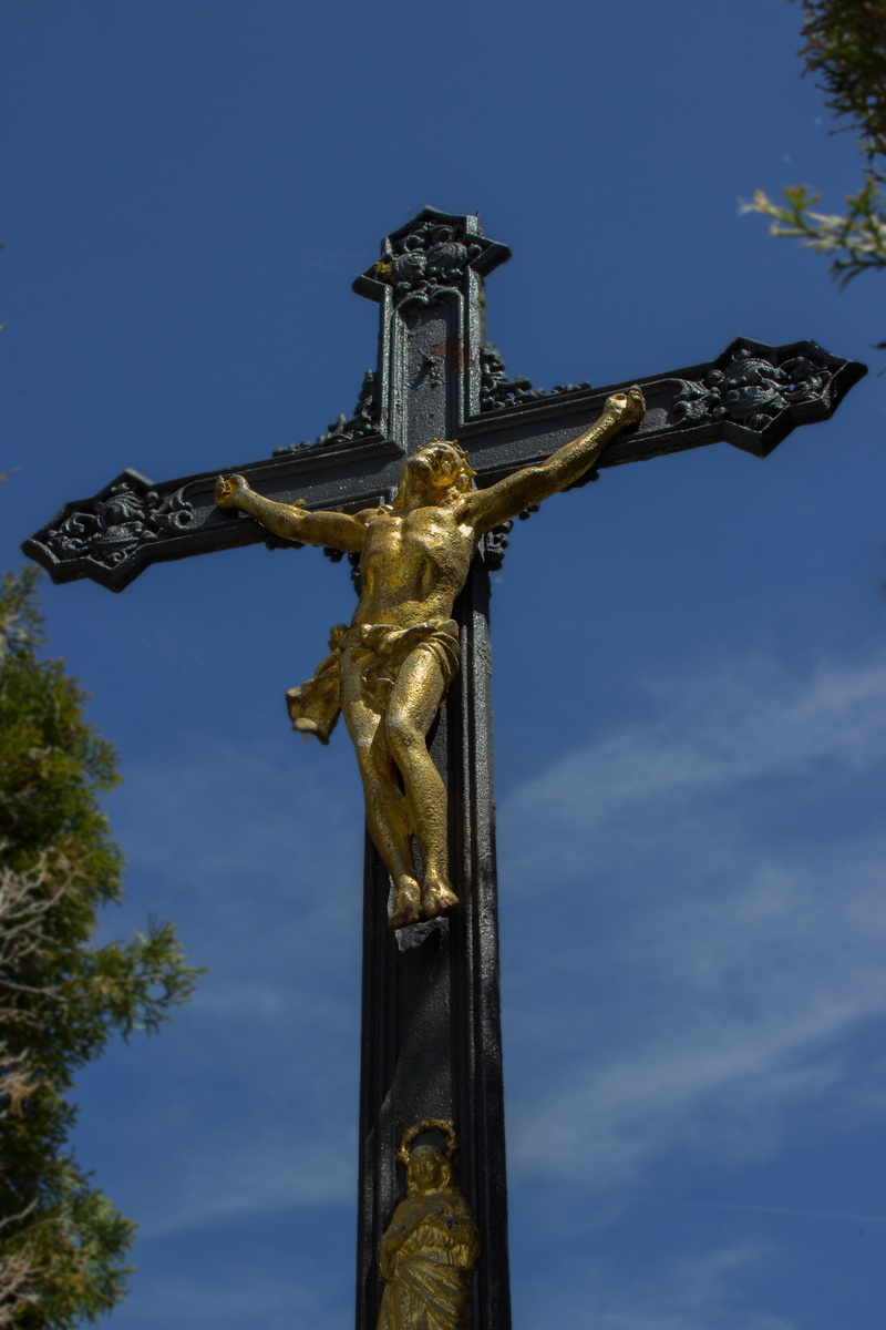 place of worship, good friday, spirituality, belief, representation, human representation, jesus, sculpture, blue, male likeness, no people, nature, sky