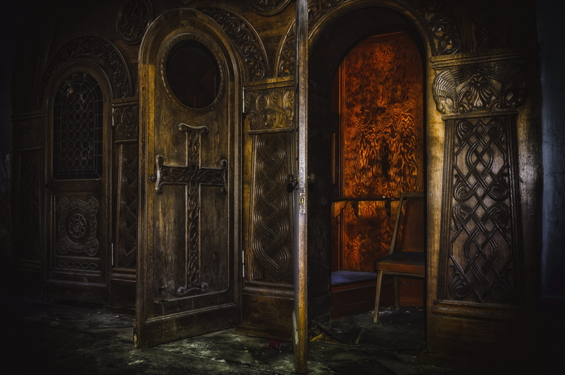 lost places, house, building, confession, old, the past, arch, forgiveness, indoors, no people, spirituality, architecture, built structure, catholic, atmosphere