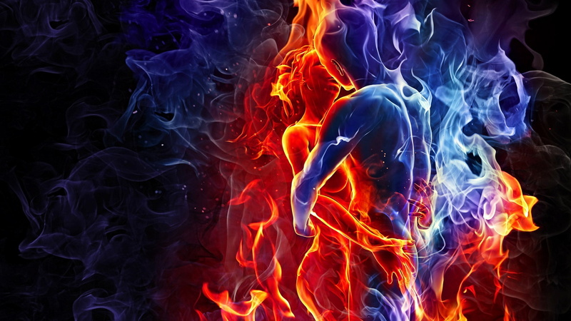 indoors, opposites attract, nature, pattern, complexity, flame, passion, heat - temperature, motion, fantasy art, studio shot, multi colored, abstract