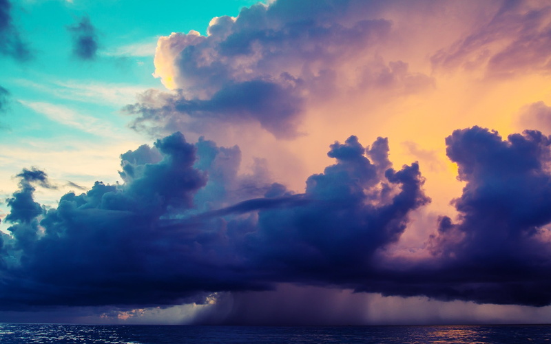 ocean, 1080P, rain, storm, hd, nature, clouds