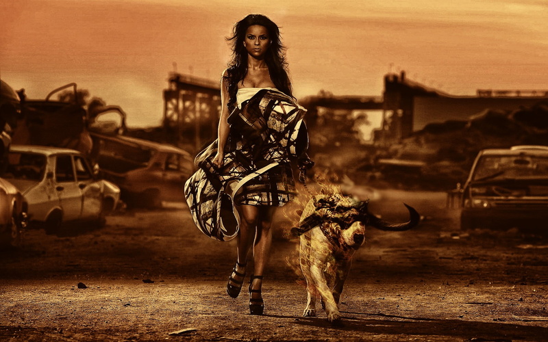 beautiful woman, ugly, ride, one person, dress, women, portrait, pets, full length, adult, outdoors, mode of transportation, livestock, domestic