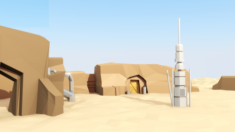 low poly, 1080P, The phantom menace, sand, star wars, Phantom Menace, Tatooine, episode 1, home