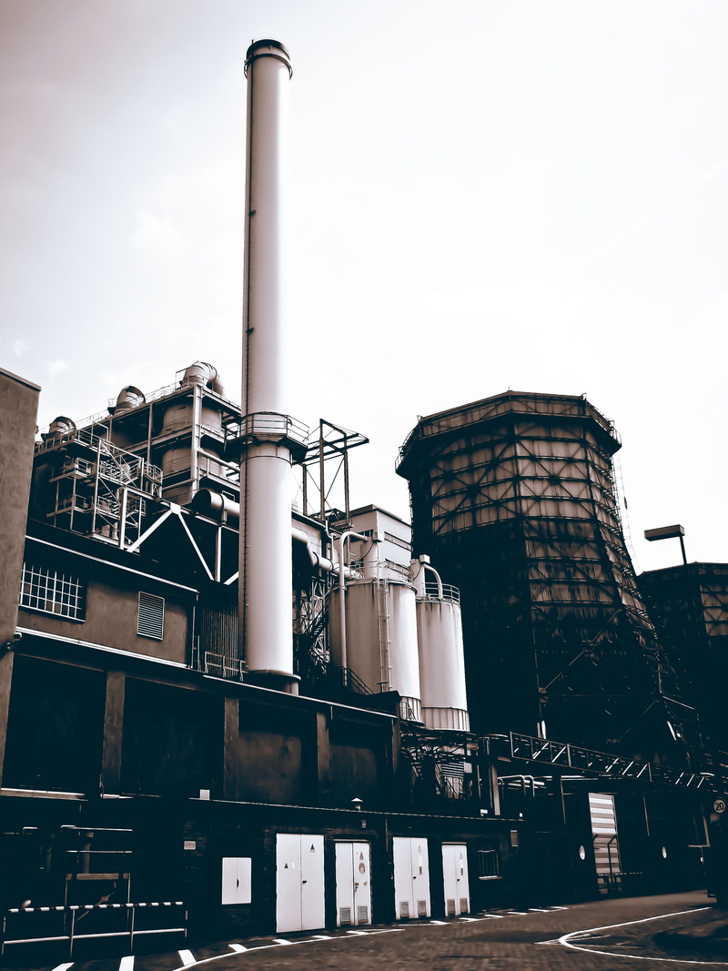 Factory, architecture, day, low angle view, pollution, black white, smog, global Warming, oil refinery, smoke - Physical Structure, industrial plant, built Structure