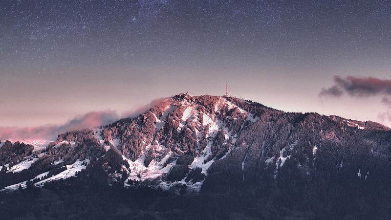 night, landscape, nature, low saturation, 1080P, mountains