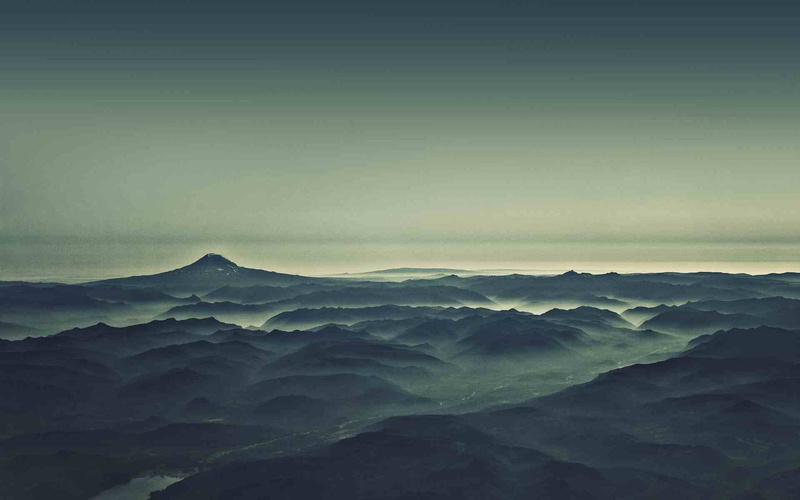 non-urban scene, sky, low saturation, mist, environment, mountain peak, mountain, scenics - nature, majestic, mountain range, sunset, 1080P, tranquility