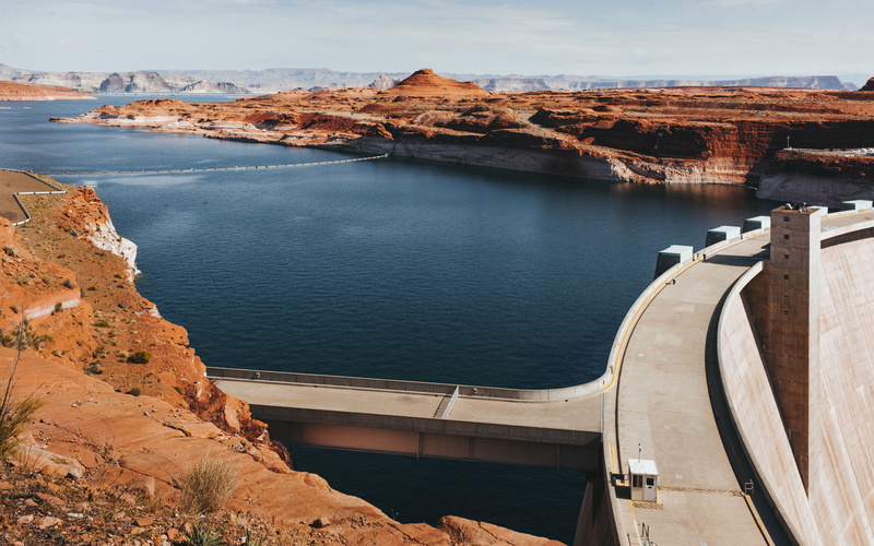 tranquility, landscape, lake Powell, hoover Dam, travel, view, ocean, uSA, beauty in nature, sea, arizona, hydroelectric Power, building, reservoir, formation