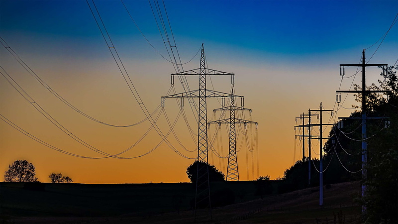 outdoors, industry, architecture, line, strommast, landscape, nature, environment, sunset, dusk, power lines, complexity, built structure, no people, current