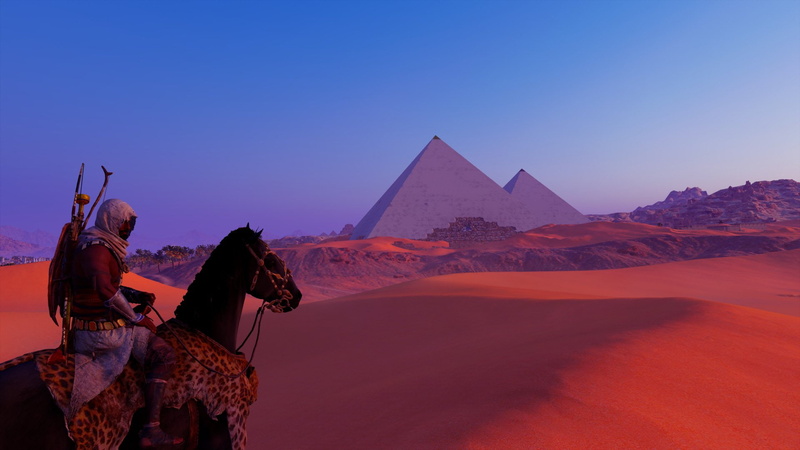 history, video games, nature, desert, arid climate, one animal, working animal, Assassins Creed, animal themes, camel, pyramid, screen shot, clear sky