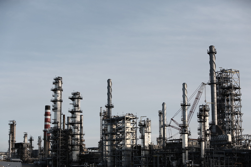 oil industry, gray, building exterior, nature, time, business, 5K, machines, communication, freight transportation, smoke stack, structures, fuel and power generation