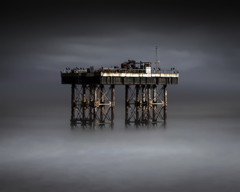 tranquility, architecture, no people, land, built structure, sky, waterfront, reflection, 1080P, building exterior, oil rig, nature, abandoned, water