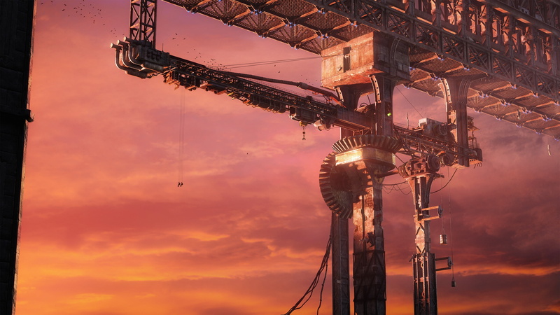 built structure, crane - construction machinery, oil, metal industry, no people, construction industry, sky, digital art, silhouette, metal, sunset, 4K