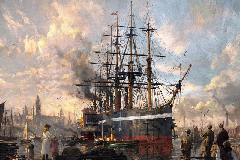 Greg Rutkowski, classical art, artwork, 1080P, painting, ship