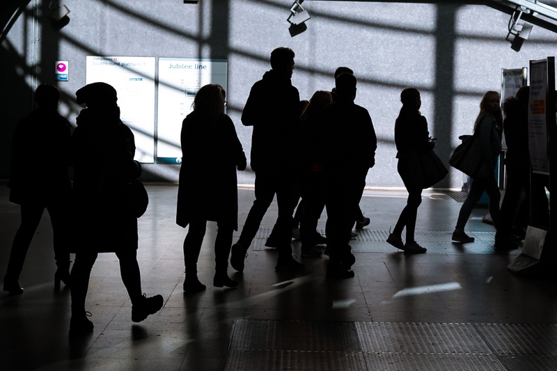 indoor, station, silhouette, standing, waiting, commute, mode of transportation, women, dark, shadow, public transportation, travel, 2K, real people, adult