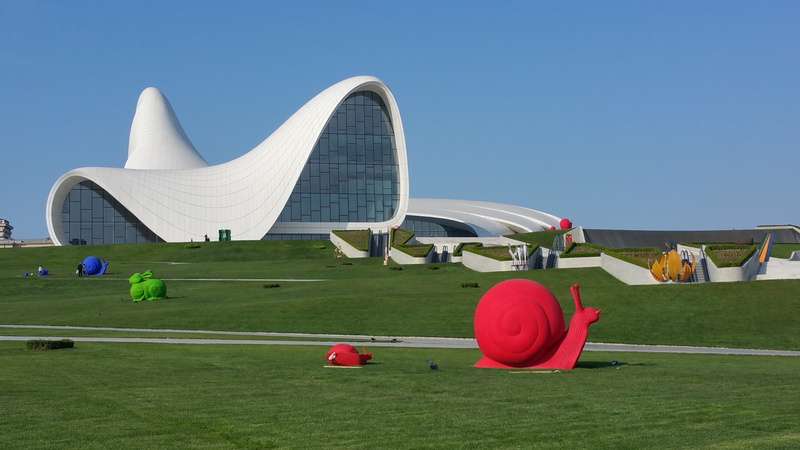 travel, built structure, people, architecture, concrete, grass, azerbaijan, day, sky, transportation, blue, incidental people, travel destinations, nature