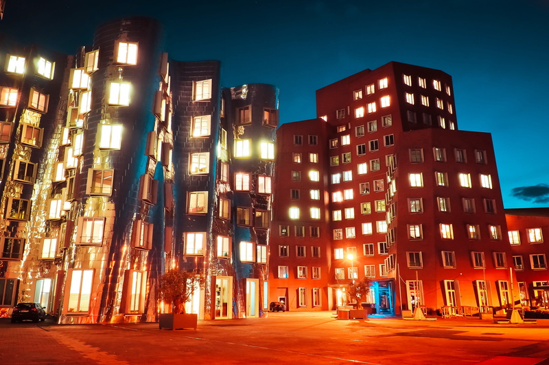 modern architecture, urban Scene, light, road, window, nature, modern, street, facade, Architecture, blue, architecture And Buildings, lighting, color Image