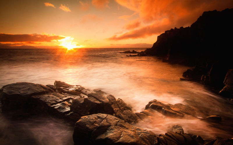 Stones, Rocks, 1080P, Beach, Sea, Clouds, Sunset