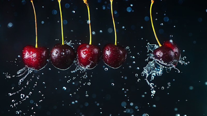 red, freshness, wellbeing, five, ripe, nature, no people, indoors, photography, food, water, cherries, cherry, liquid, still life, healthy eating, drop