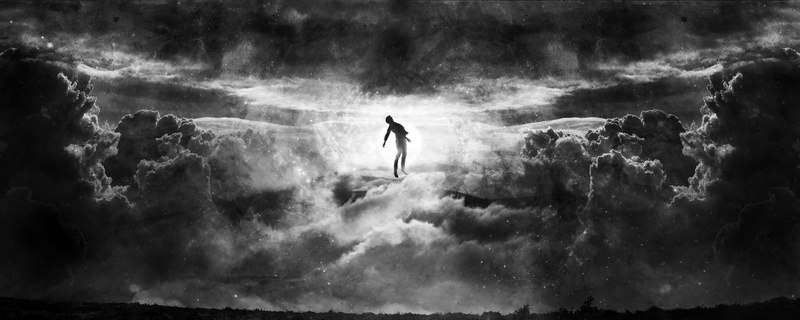 mountain, motion, cloud - sky, 2K, mid-air, leisure activity, adventure, surreal, lifestyles, outdoors, Alex Cherry, clouds, one person, beauty in nature